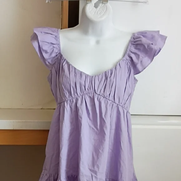 A&F Blogger Favorite Ruffle Flutter Sleeve Mini Dress sz S - Picture 5 of 10